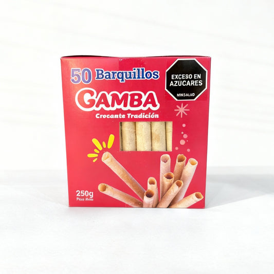 Barquillo Gamba 50 pack | Wafer Roll Gamba 50 pack 250gr|8.8oz