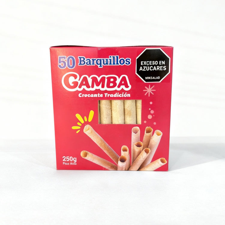 Barquillo Gamba 50 pack | Wafer Roll Gamba 50 pack 250gr|8.8oz