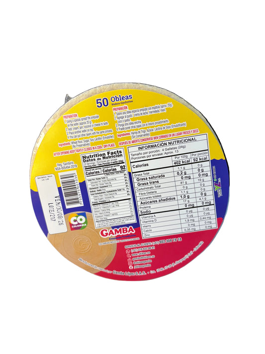 Obleas Gamba 50 pack | Wafers Gamba 50 pack 300gr/10.3oz