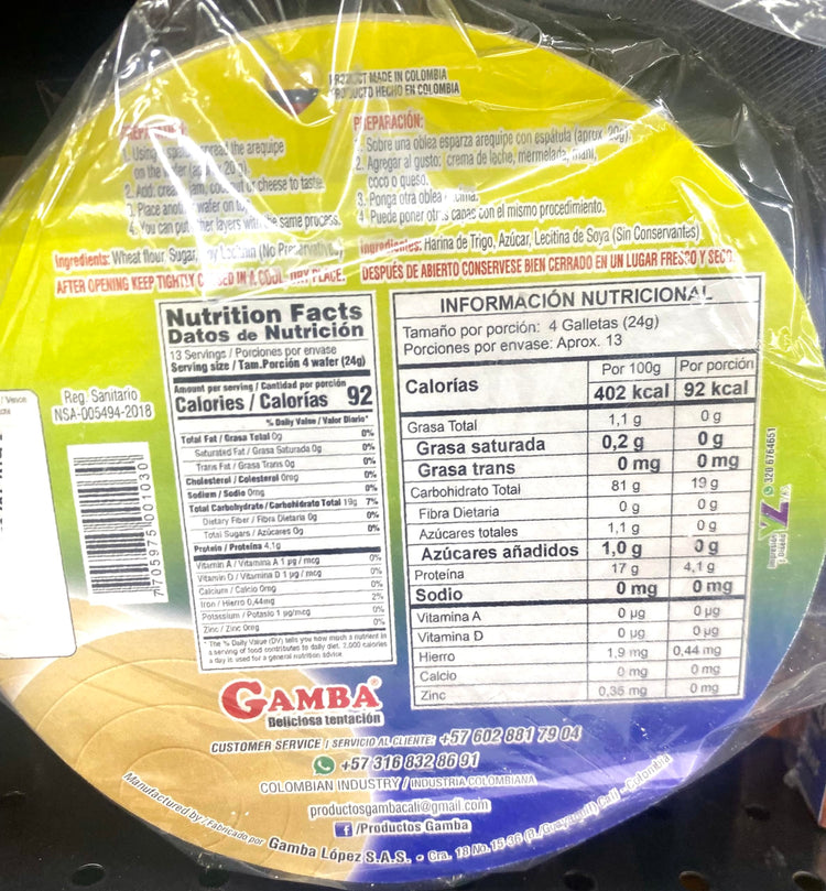 Obleas Gamba x 300Gr